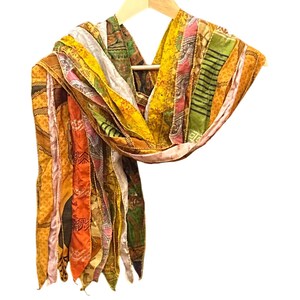 Vintage Unbranded Silk Patchwork Scarf Bohemian Artisan Boho Style