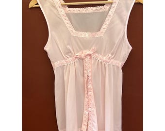 Vintage Formfit Rogers Babydoll Top Coquette Balletcore Pink Lace Camisole 34
