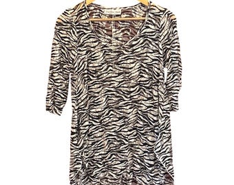 Túnica de encaje de cebra Vintage Sole Dione Studio, dobladillo con mordisco de tiburón, esposa de mafioso, indie, sórdida