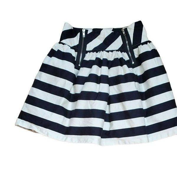 Atmosphere Black White Striped Women's Mini Skirt Size 8/36 Zippered Detail