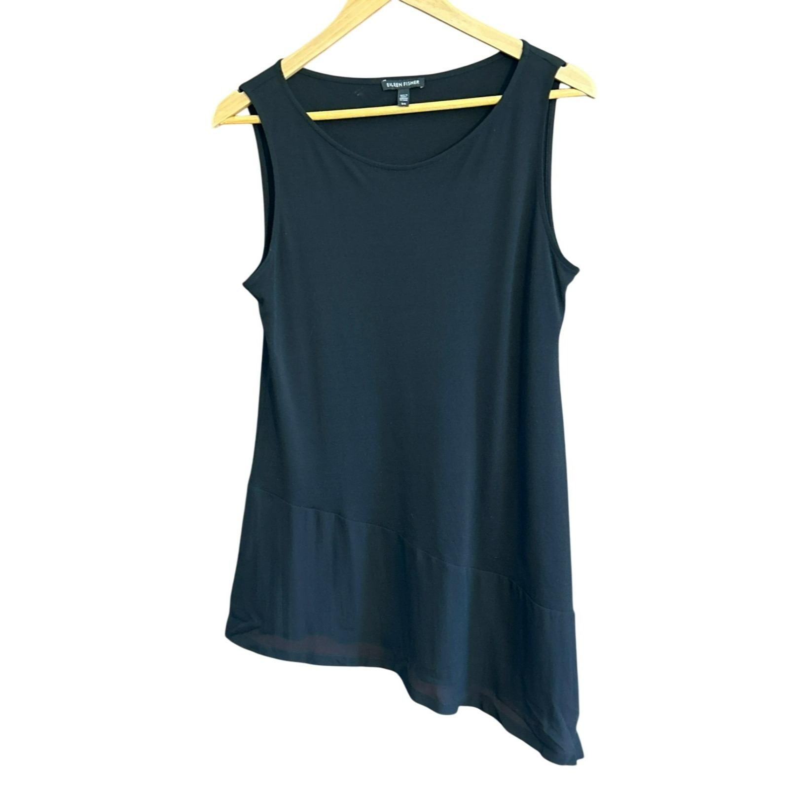 Eileen Fischer Schwarz Ärmelloses Tunika-Oberteil S P