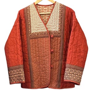 Vintage Style Patchwork Reversible Quilted Jacket Boho Cottagecore Folk Boho