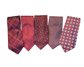 Vintage Mixed Brand Silk Tie Bundle Burgundy Dark Academia Corporate Old Money
