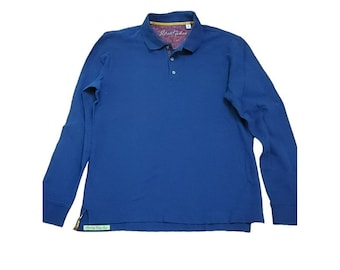 Robert Graham Dark Blue Men's Henley Polo Pull Over Casual Long Sleeve Shirt Size M