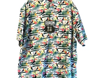 Dixxon Flannel Company Men's Jungle Party Tropical Shirt Size 4XL Short Sleeve NWT