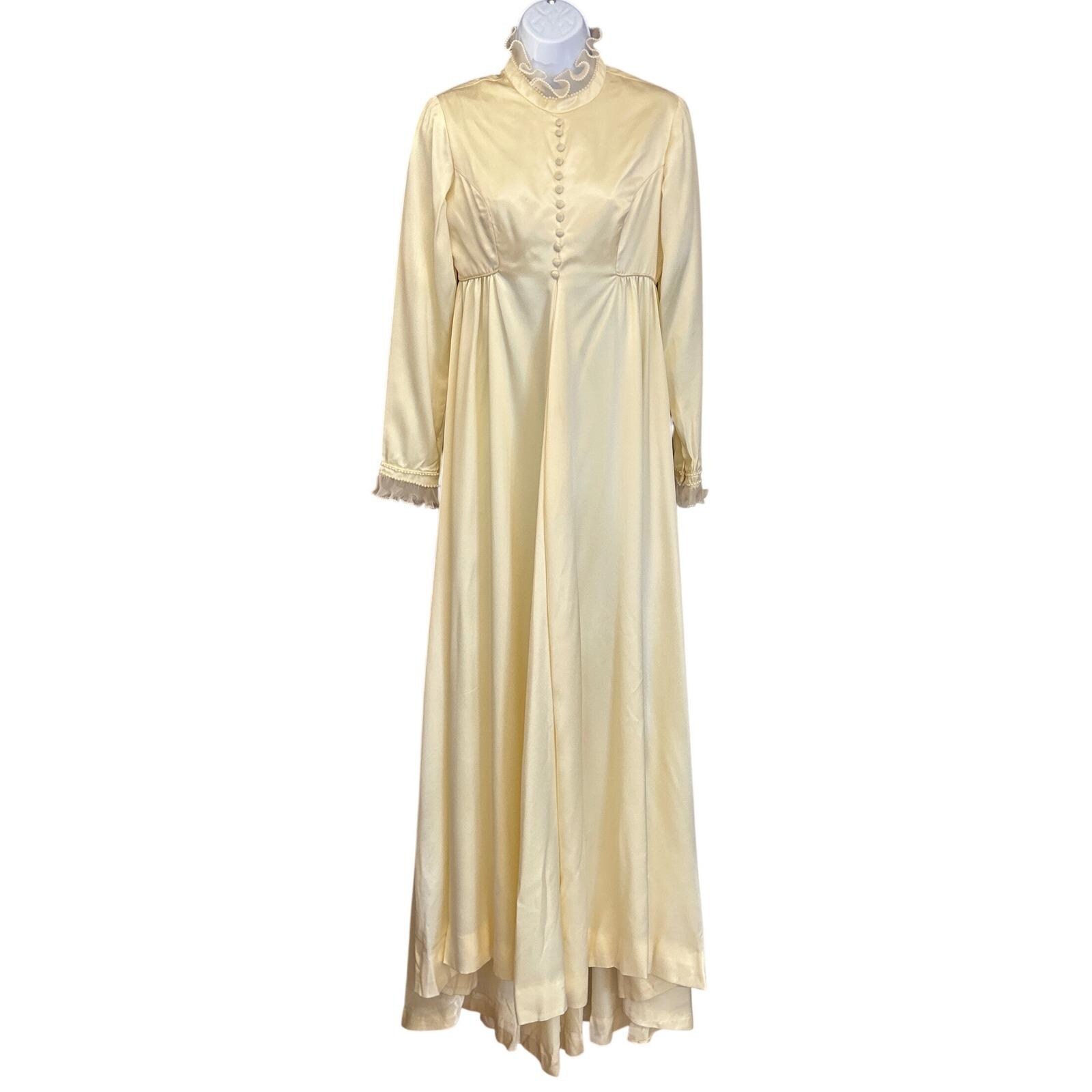 Longsleeve Satin Cream Dress - Etsy