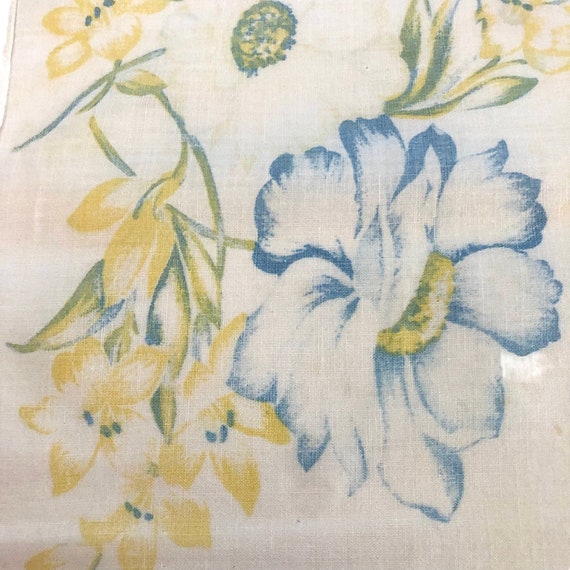 Vintage Yellow Blue Floral Bouquet Women's Cotton… - image 2