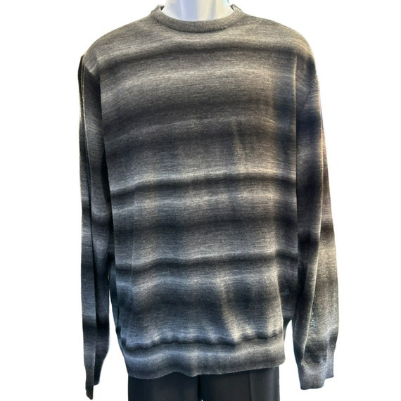 Aqua Men's Black Gray Wool Blend Sweater Size XL … - image 1