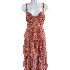 Altard State Womens Red Pink Tiered Midi Dress Size Large Sweetheart  Cottagecore - Etsy