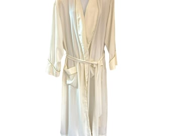 Vintage Victoria's Secret Bridal White Gold Trim Bathrobe Medium Y2K 1990s Rare