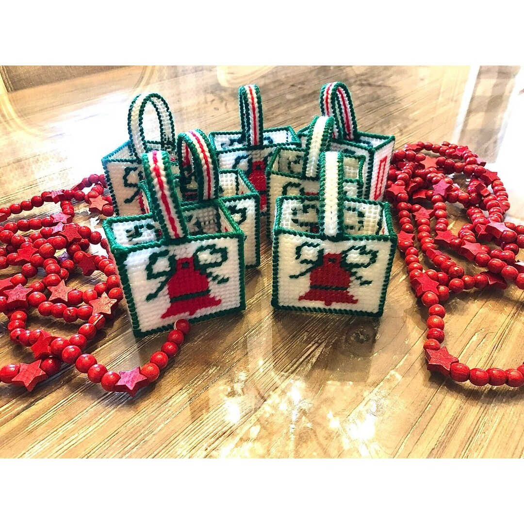 Vintage Norwegian Handmade Christmas Ornament Baskets, Christmas Theme