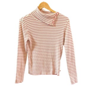 VIntage Polo Jeans Ralph Lauren Womens Pink White Striped Long Sleeve Shirt Sz M