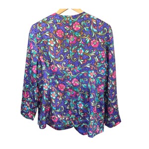 90s Adrianna Papell Plus Silk Paisley Jewel Tone Blazer Baroque Floral 14L image 6