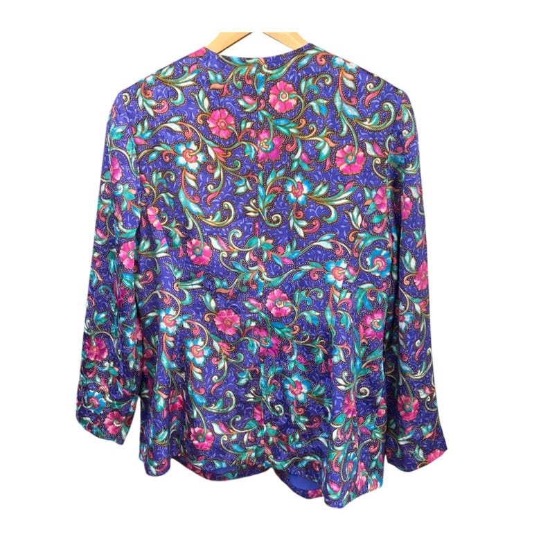 90s Adrianna Papell Plus Silk Paisley Jewel Tone Blazer Baroque Floral 14L image 6