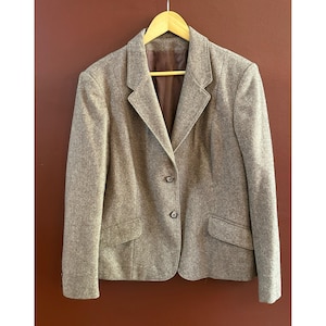Vintage Forecaster of Boston Womens Tweed Blazer Size 15/16 Wool Academia Preppy