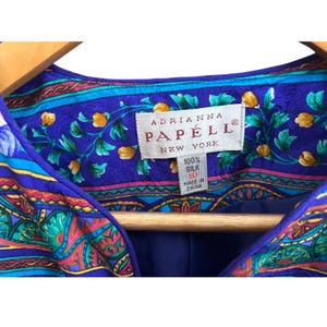 ヴィンテージ アドリアナ・パペル シルクブレザー グラニーコア マキシマリスト 花柄ジャケット パープル 画像 3