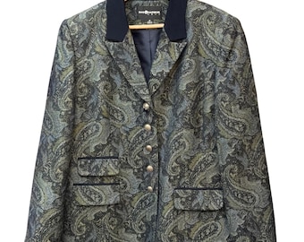 Vintage Sag Harbor Paisley Brocade Blazer Dark Academia Regencycore Tapestry