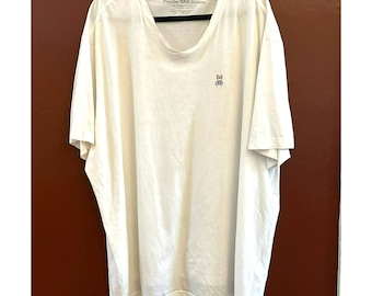 Psycho Bunny Camiseta blanca 3XL para hombre 100% algodón Pima Camiseta informal con cuello en V