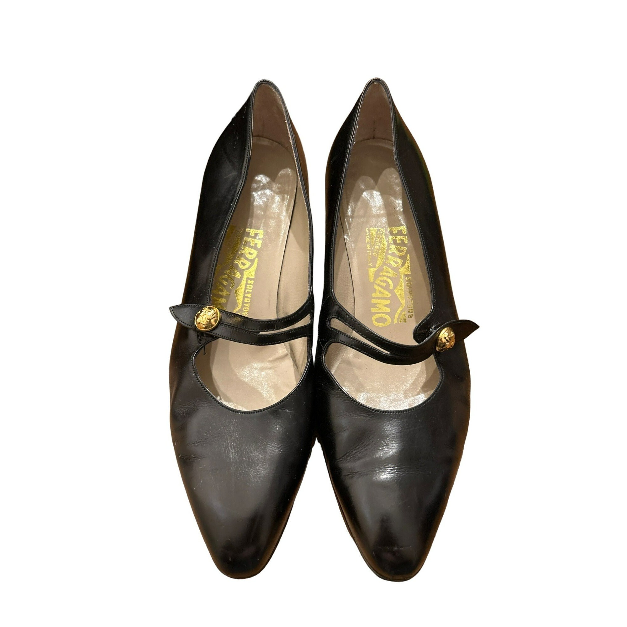 Vintage Salvatore Ferragamo 1980s Women s Classic Black Mary Jane