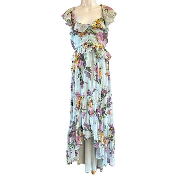 ASOS Design Womens Blue Hi Low Floral Plus Size Dress Side Cut Outs 18 Fairycore - Etsy ASOS Design Womens Blue Hi Low Floral Plus Size Dress Side Cut Outs 18 Fairycore - Etsy