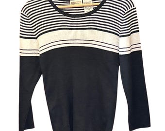 VTG Faded Glory Deadstock Sweater Nautical Preppy Minimalist French Girl Coastal