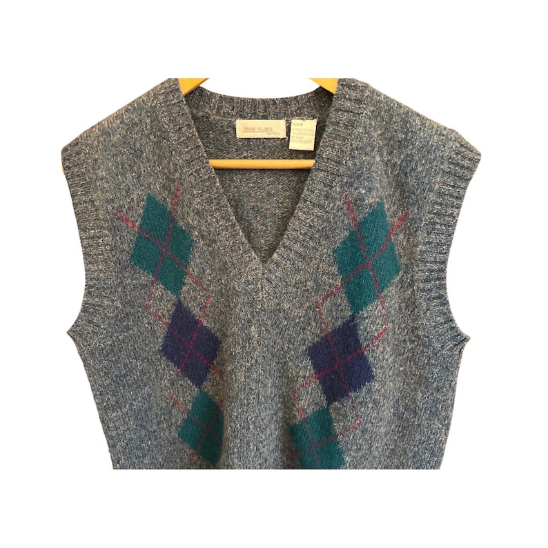 Vintage Brian MacNeil Sweater Vest Argyle Dark Academia Grandpa Core 100% Wool image 2