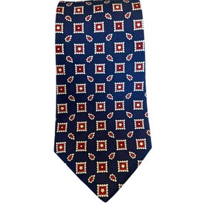 Cravate Brooks Brothers En Soie Grise à Motifs Diamants Bleus - Occasion En Bon état