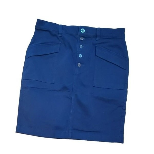 Loft Outlet Navy Women's Petite Button Front Pocket Pencil Skirt NWOT Size 4