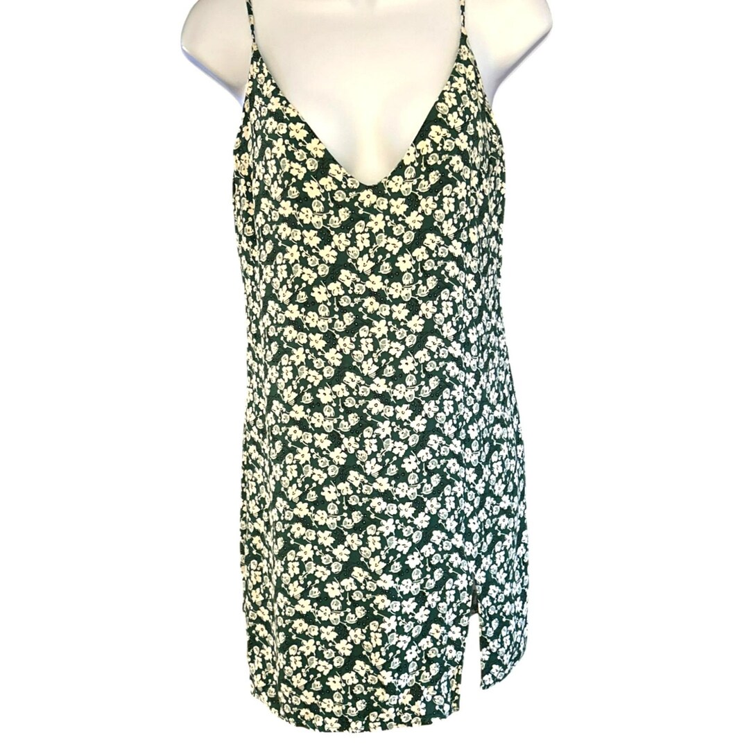 Reformation Green Microfloral Cottagecore Marlow Mini Dress Cilantro Large Euc
