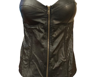Corsé de piel sintética estilo motero grunge gótico vintage Y2K de Charlotte Russe