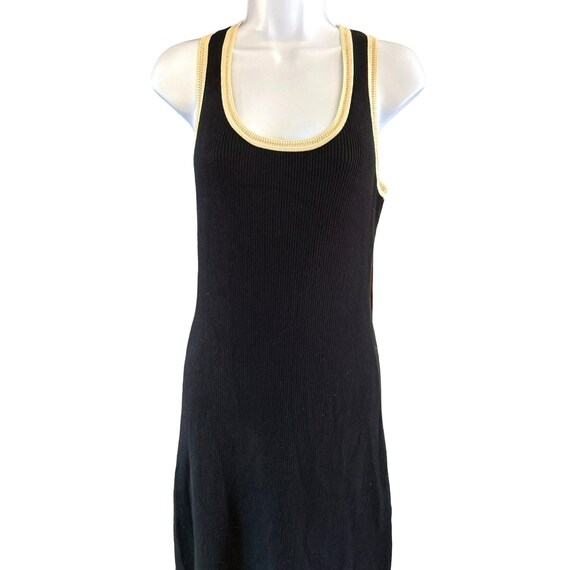 House of Harlow 1960 Women's Black Ribbed Knit Crocheted Collar Tank Dress Small Minimalist