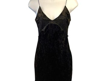 Topshop Black Velvet Eyelash Lace Baby Doll Slip Dress Size 2 Whimsigoth Bodycon