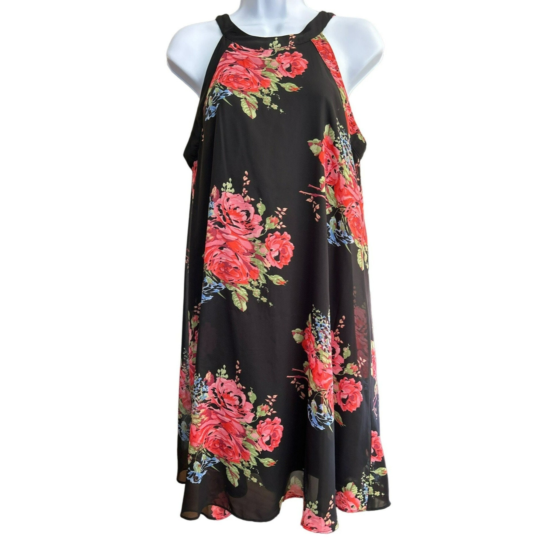 Betsey Johnson Women's Black Floral Chiffon Dress Size 8 Sleeveless Knee  Length Red Flower - Etsy