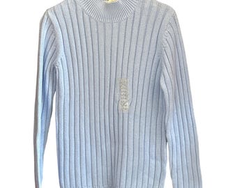 Maglione vintage anni '90 Yarnworks a collo alto a coste Pastelcore Minimalista Clean Girl