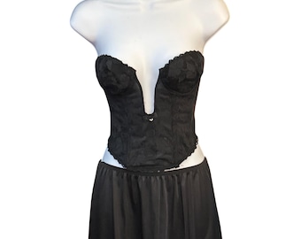 Vintage Fashion Forms Bustier Deep Plunge Lace Coquette Gothic Romance Dark Glam