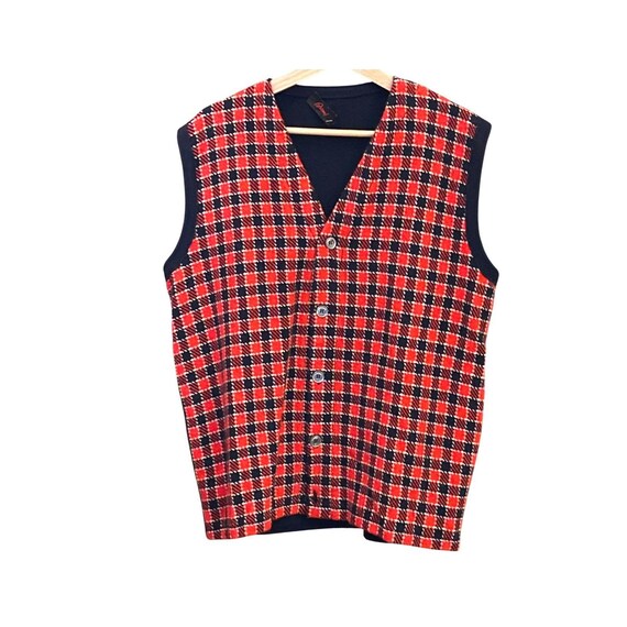 Brioni, Vintage Brioni Cashmere Red Black Plaid Men's Luxury Sweater Vest 52 Old Money