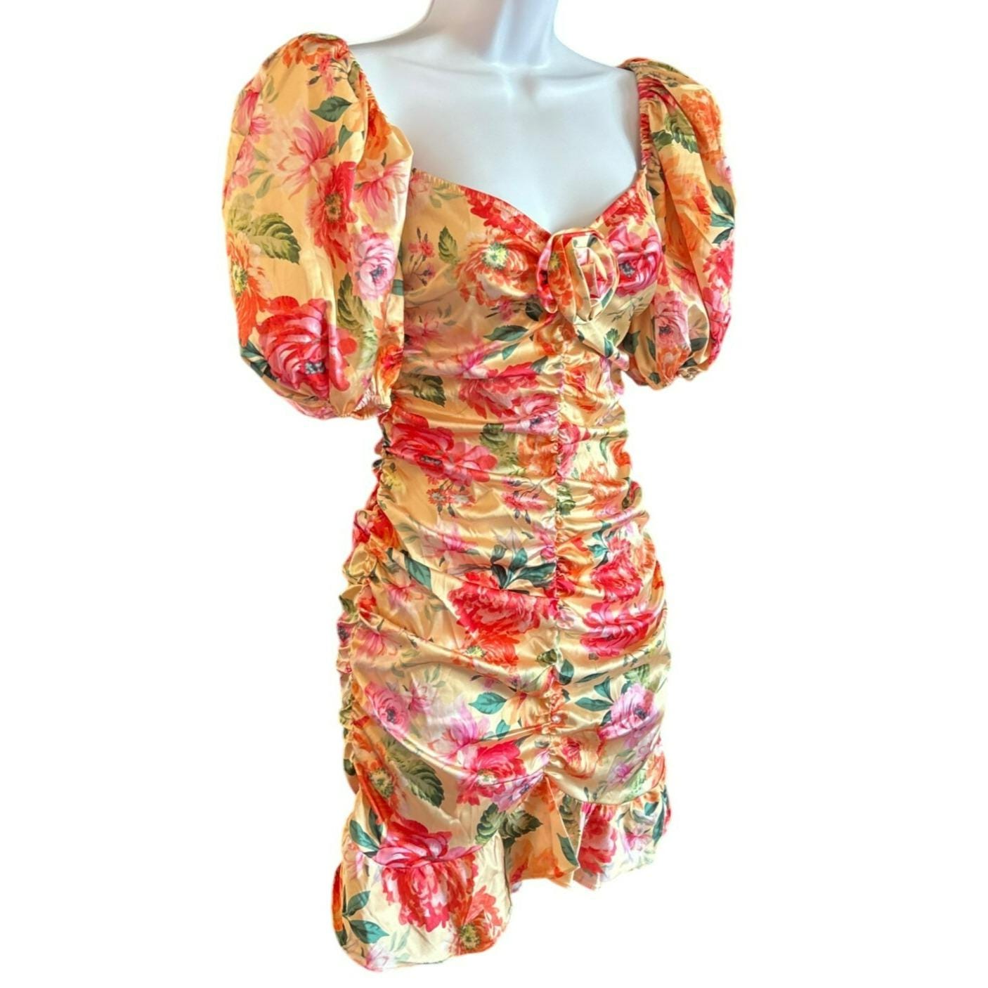 benatar ruffle mini dress For Love & Lemons Benatar Ruffle Mini Dress Foil Floral Size XS