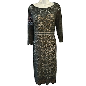 Alex Evenings Black Beaded Lace Dress Size 16P Knee Length Special  Occasions NWT - Etsy
