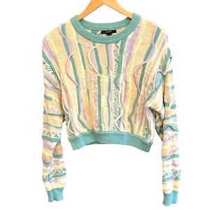 Forever 21 Women&#39;s Multicolor Pastel 3D Textured Cropped Sweater Size Small