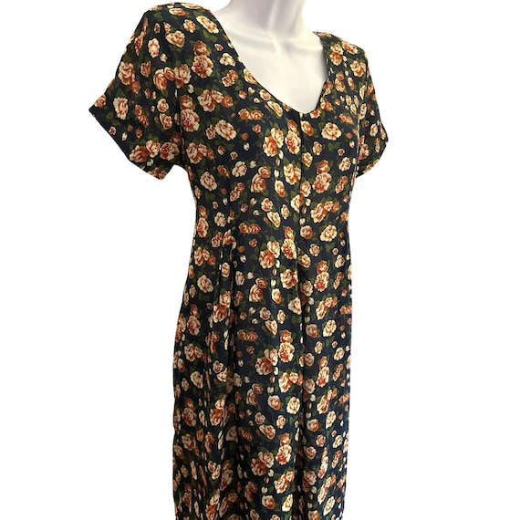 Vintage Express Women's Navy Blue Floral Jumpsuit… - image 3
