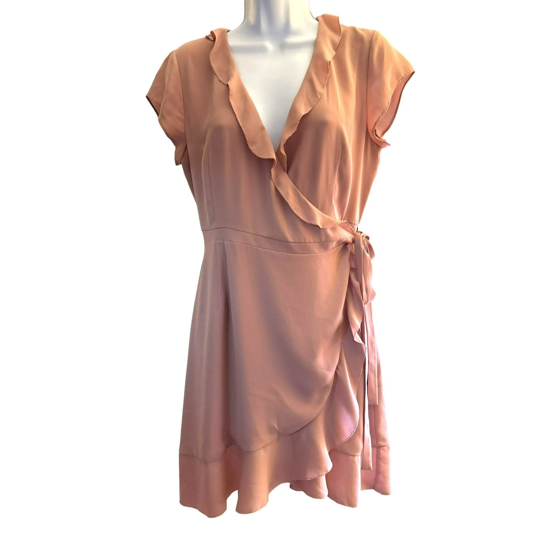 Sunday Best Aritzia Women's Blush Pink Ruffle Wrap Dress Size 6 Summer Sunday Best Aritzia Women's Blush Pink Ruffle Wrap Dress Size 6 Summer