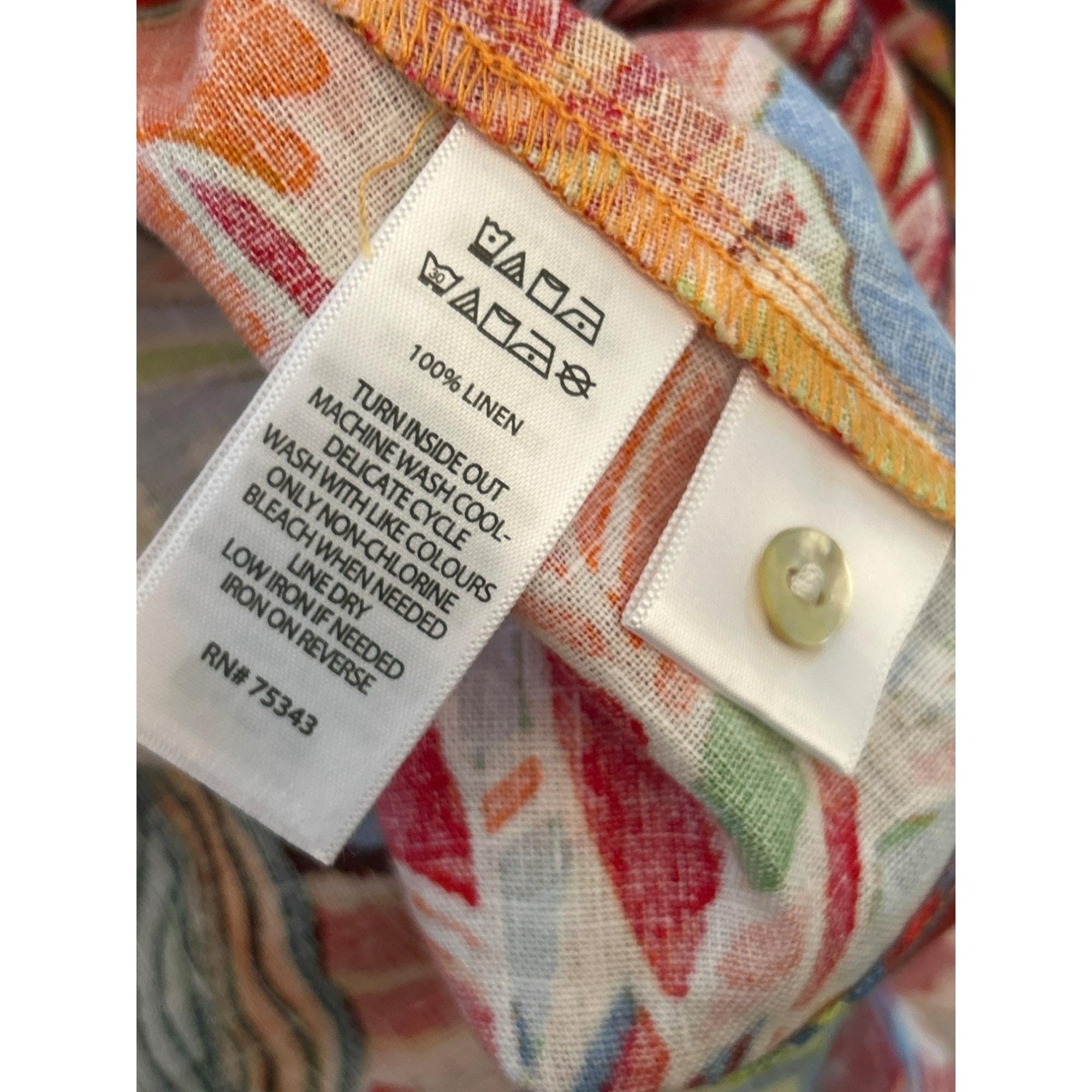 C&C California Sleeveless Tropicalcore Print Linen Dress Size M Coastal Brights
