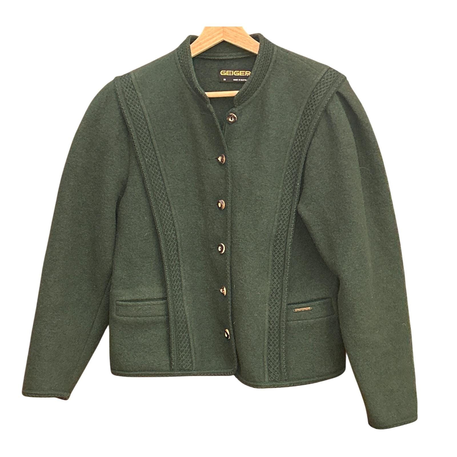Vintage Geiger Austria Wool Jacket Green Boiled Wool Tyrolean
