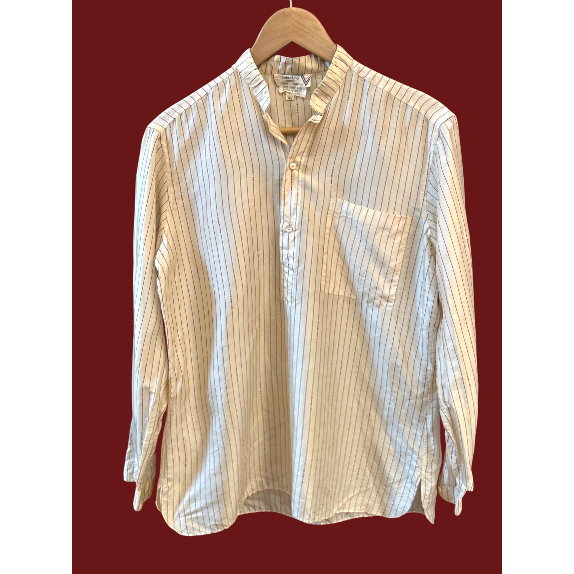 トップス 80s Valentino universal vintage shirt Vintage Valentino Uomo Roma Italy Silk Striped Shirt Made in Italy