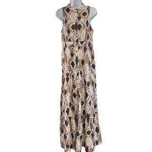 Anthropologie Maeve Women's Snake Print Sleeveless Tiered Maxi Dress Size 6 NWT image 1