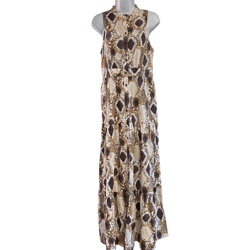 Anthropologie Maeve Women's Snake Print Sleeveless Tiered Maxi Dress Size 6 NWT image 1
