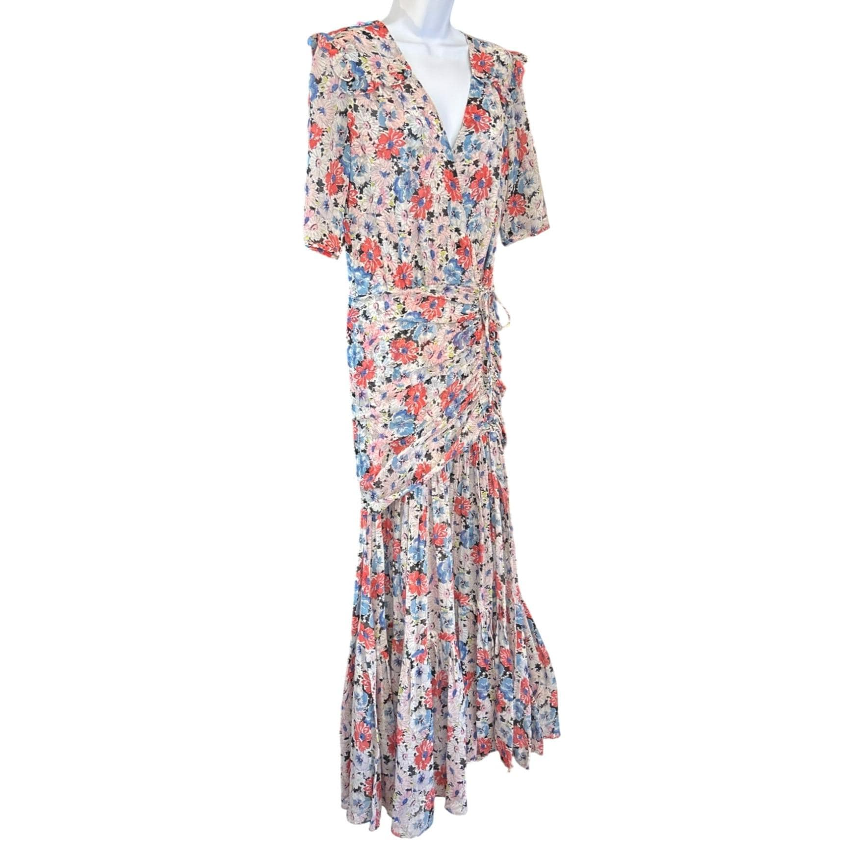 veronica beard mick silk dress Veronica Beard Silk Mick Gathered Floral Print Maxi Dress Size 4 EUC Quiet Luxe
