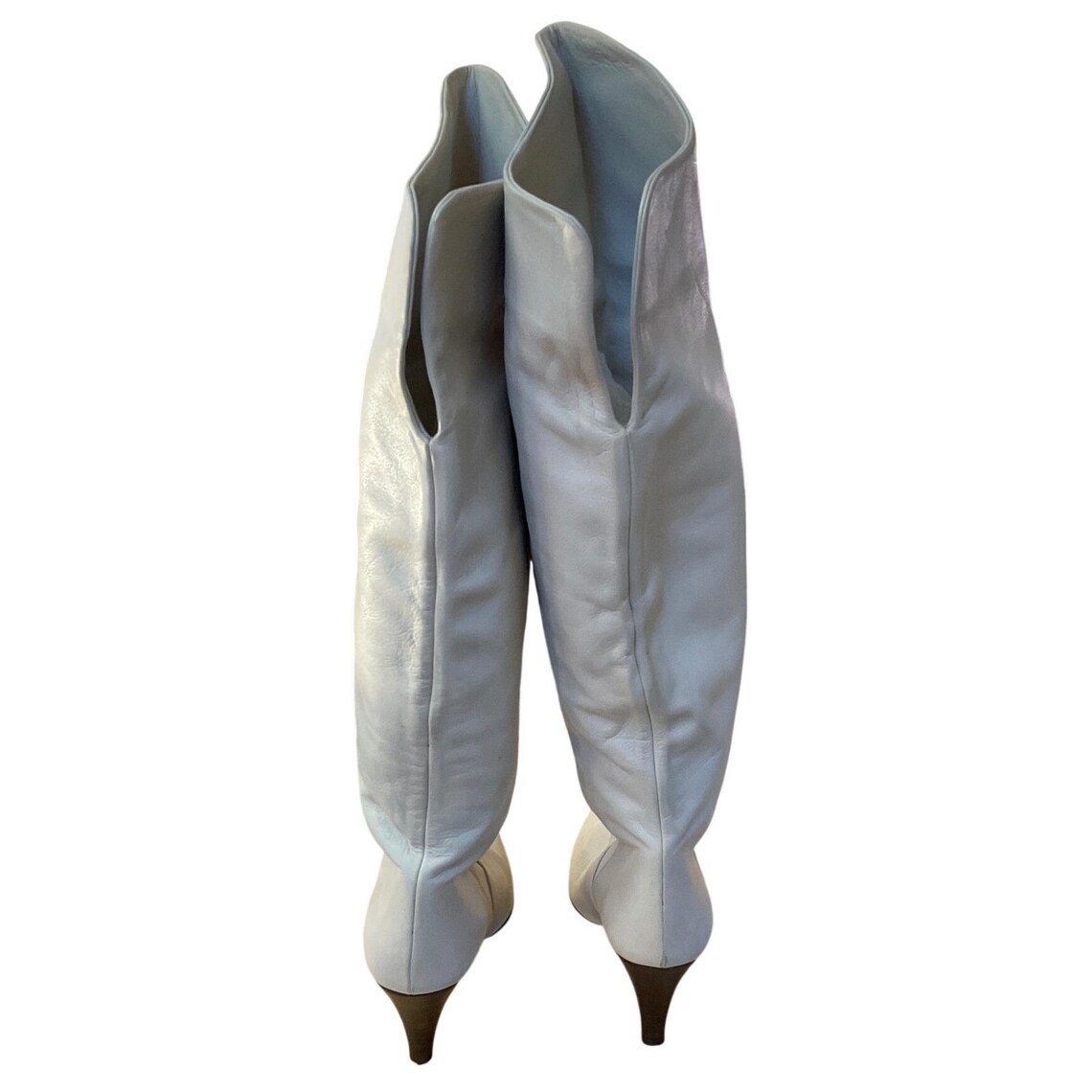 Vintage 80's 90's White Leather Over The Knee Boots Mod Retro Chic Tall Boots, foto 4 di 5