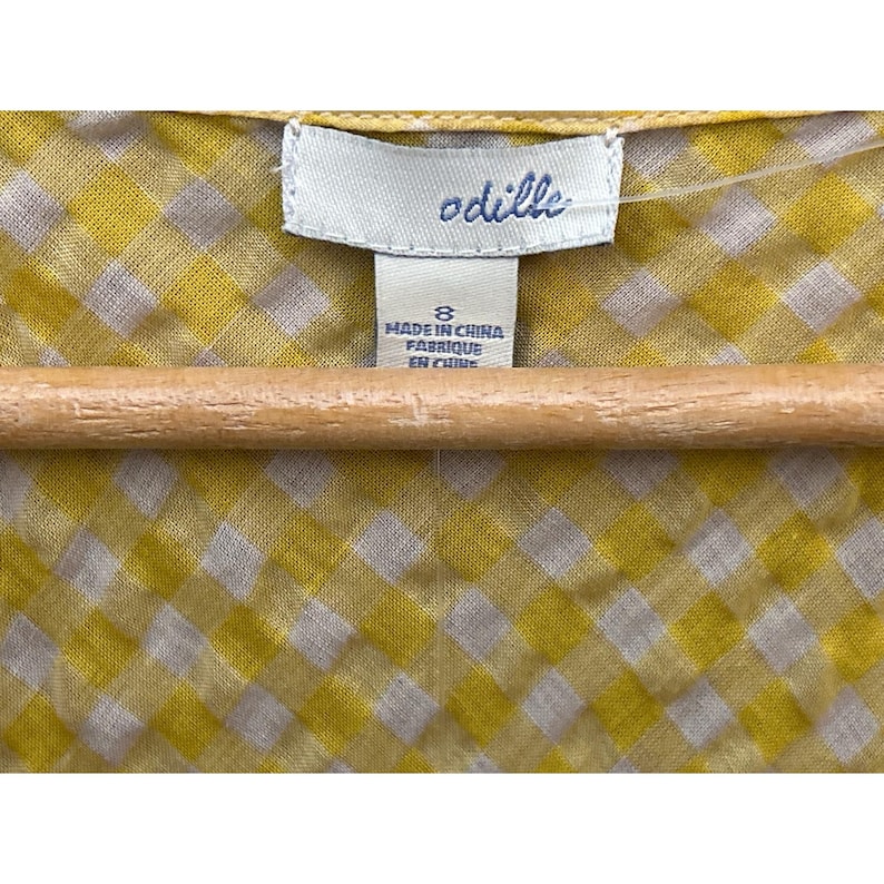 Odille Anthropologie Yellow Gingham Wrap Top Sleeveless V-Neck Side Tie image 3