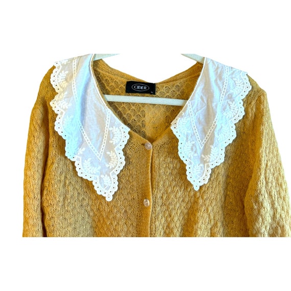 Cider Women's Yellow Wool Blend Eyelet Lapel Card… - image 3